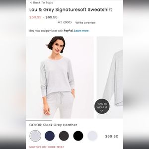 NWOT Lou Grey M Signaturesoft Sweatshirt